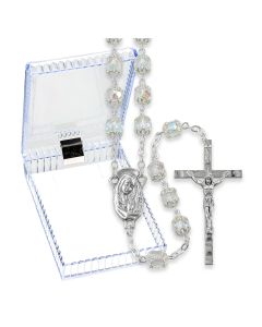 Double Capped Crystal Bead Rosary, Boxed