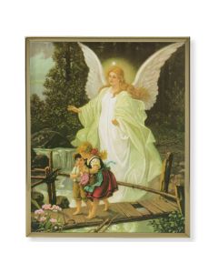 11" x 14" Gold Plaque Frame with a Guardian Angel Print