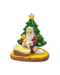 5" Santa with Jesus around the Christmas Tree