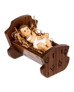Wooden Crib With Baby Jesus