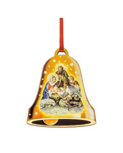 Holy Family and Adoring Shepherds Bell Shaped Christmas Ornament