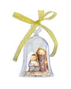 Holy Family Clear Christmas Bell Ornament 