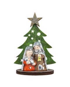 Wood Nativity Christmas Tree 2.5" x 3.5"