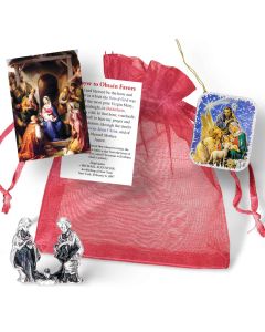 1 1/8" x 1 1/2" Holy Family Nativity Statuette Silver Oxidized from Italy