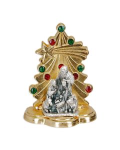 1 3/4" Metal Nativity Scene Statuette with Golden Tree