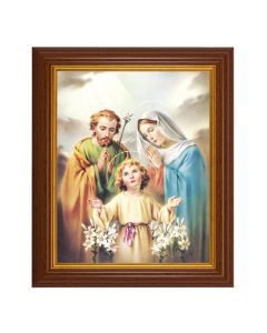 10 1/2" x 12 1/2" Walnut Finish Beveled Frame with 8" x 10" The Holy Family Textured Art