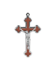 3 3/4" Cloverleaf Crucifix with Brown Inlay