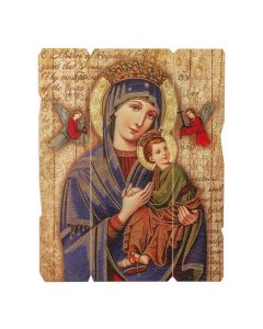 7 1/2" x 9" Our Lady of Perpetual Help Vintage Wood Plaque