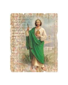 7 1/2" x 9" Saint Jude Small Vintage Wood Plaque with Hanger