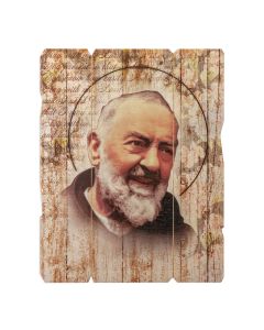7 1/2" x 9" Saint Pio Vintage Wood Plaque