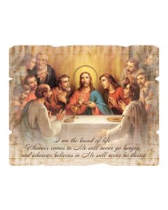 11 1/4" x 14" Bonella: The Last Supper Large Vintage Wooden Plaque with Hanger