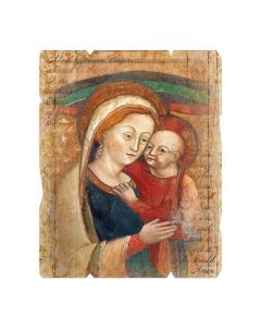11 1/4" x 14" O.L. of Good Counsel-Genazzano, Italy Large Vintage Wooden Plaque with Hanger