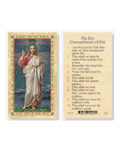 The Ten Commandments - Christ Blessing Laminated Holy Card. Inc. of 25
