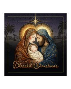 20cm x 20cm Holy Family Nativity with Star and Blessed Christmas Ceramic Printed Tile- Boxed