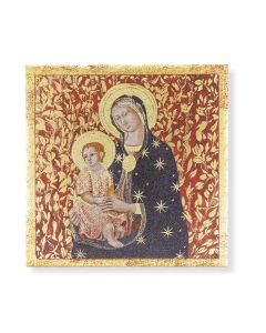20cm x 20cm Giotto Madonna & Child with Gold Leaves Printed Ceramic Tile, Boxed