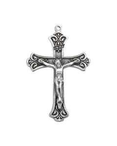 2 " Antiqued Silver Oxidized Fancy Crucifix