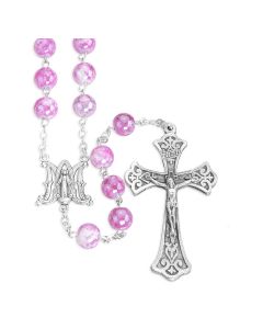 8mm Amethyst Marbleized Glass Bead Rosary