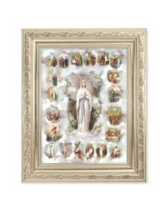 8.25" x 10.25" Silver Ornate Frame with a 6" x 8" Mysteries of the Rosary Print