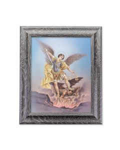 10 1/2" x 12 1/2" Grey Oak Finish Frame with an 8" x 10" Saint Michael Print