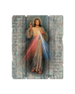 7 1/2" x 9" Divine Mercy Vintage Wood Plaque
