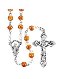 Orange Speckled Glass Bead Rosary