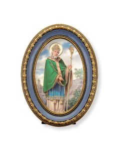 5 1/2" x 7 1/2" Oval Gold-Leaf Frame with a Saint Patrick Print-P65