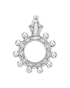 Our Lady of Grace Silver Oxidized Rosary Ring