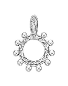 Our Lady of Guadalupe Silver Oxidized Rosary Ring