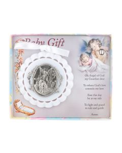 White Guardian Angel Crib Medal