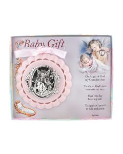 Pink Guardian Angel Crib Medal