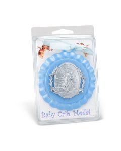Blue Guardian Angel Crib Medal in Clamshell Packaging