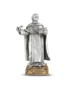 4 1/2" Pewter Saint Thomas Aquinas Statue, Gift Boxed-P65
