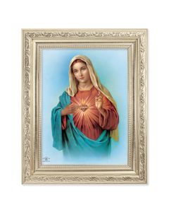 8.25" x 10.25" Silver Ornate Frame with a 6" x 8" Immaculate Heart of Mary Print