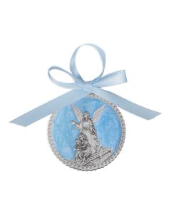 Pewter Crib Medal with Blue Epoxy