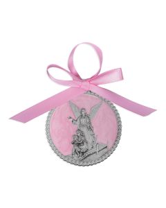 Pewter Crib Medal with Pink Epoxy
