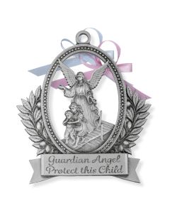 Boxed Pewter Crib Medal. Engraved with Text