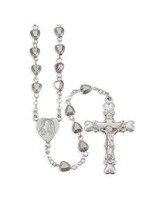 Silver Finished Heart Shaped Bead Rosary