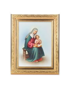 8 1/4" x 10 1/4" Gold Ornate Frame with a 6" x 8" Saint Anne Print