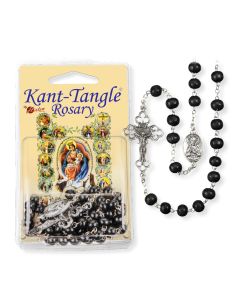 Round Black Wood Bead Kant Tangle Rosary