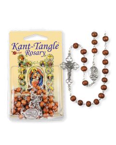 Round Brown Wood Bead Kant Tangle Rosary