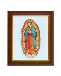 10 1/2" x 12 1/2" Walnut Finish Beveled Frame with 8" x 10" Our Lady of Guadalupe Textured Art