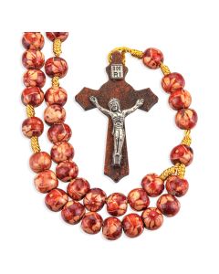Maroon Flower Bead Corded Rosary