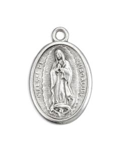 1" Oval Antiqued Silver Oxidized Our Lady of Guadalupe Medal