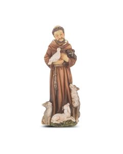 4" Cold Cast Resin Hand Painted Statue of Saint Francis of Assisi in a Deluxe Window Box-P65