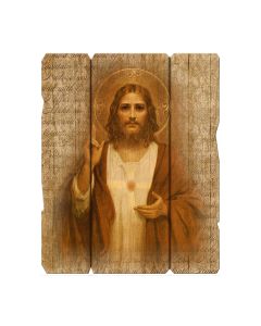 7 1/2" x 9" Sacred Heart of Jesus Vintage Wood Plaque