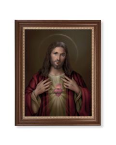 13 1/2" x 16 9/16" Walnut Finished Frame with 11" x 14" Simeone: Sacred Heart of Jesus Textured Art
