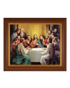 10 1/2" x 12 1/2" Walnut Finish Beveled Frame with 8" x 10" Bonella: Last Supper Textured Art