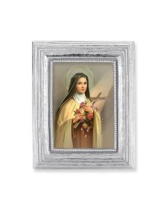 3 3/4" x 4 1/2" Silver Frame with a Saint Therese Print-P65