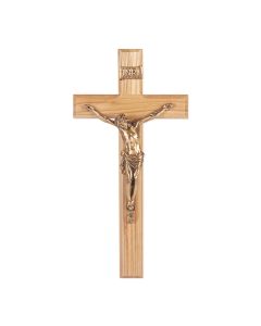 12" Oak Cross with Museum Gold Antiqued Corpus