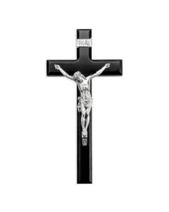 12" Black Hardwood Cross with Antiqued Pewter Corpus